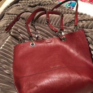 Red Calvin Klein reversible tote